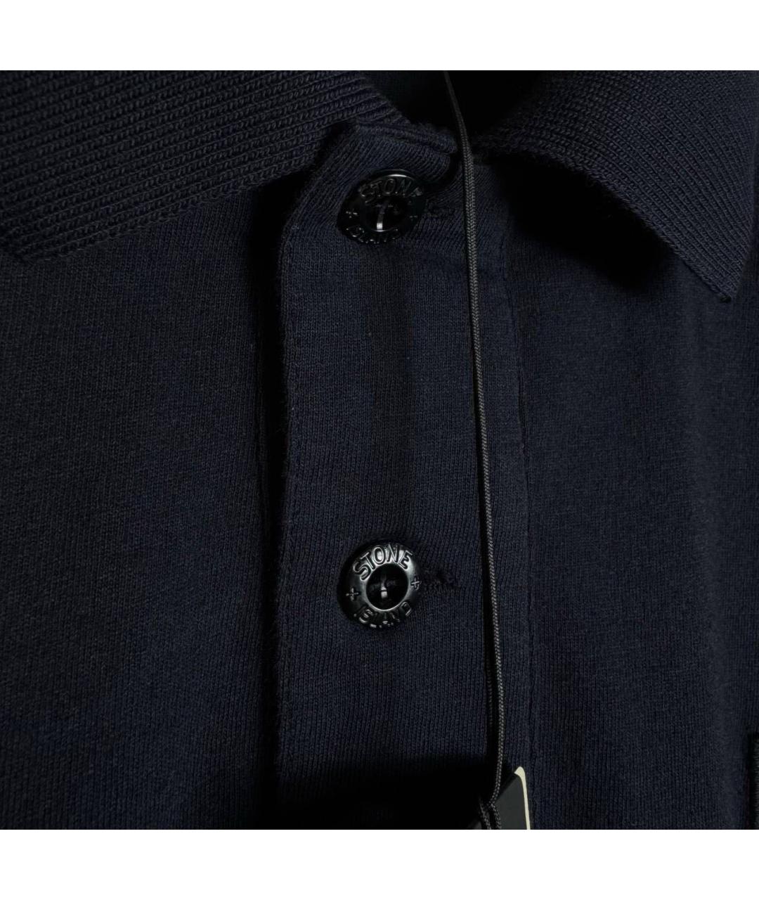 STONE ISLAND Темно-синее хлопковое поло с коротким рукавом, фото 2