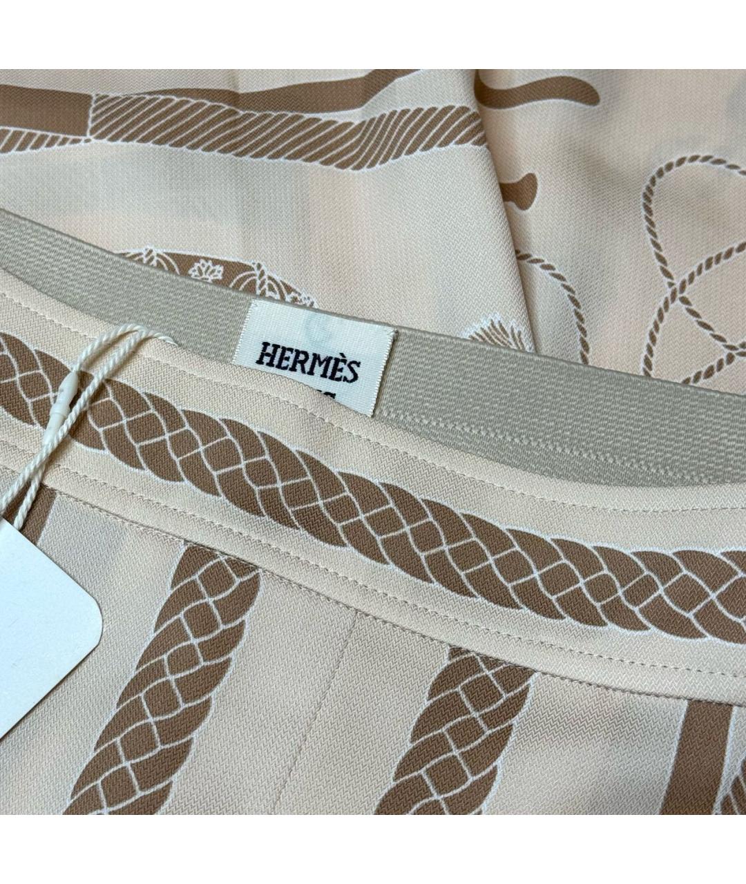 HERMES Бежевая шелковая юбка миди, фото 5