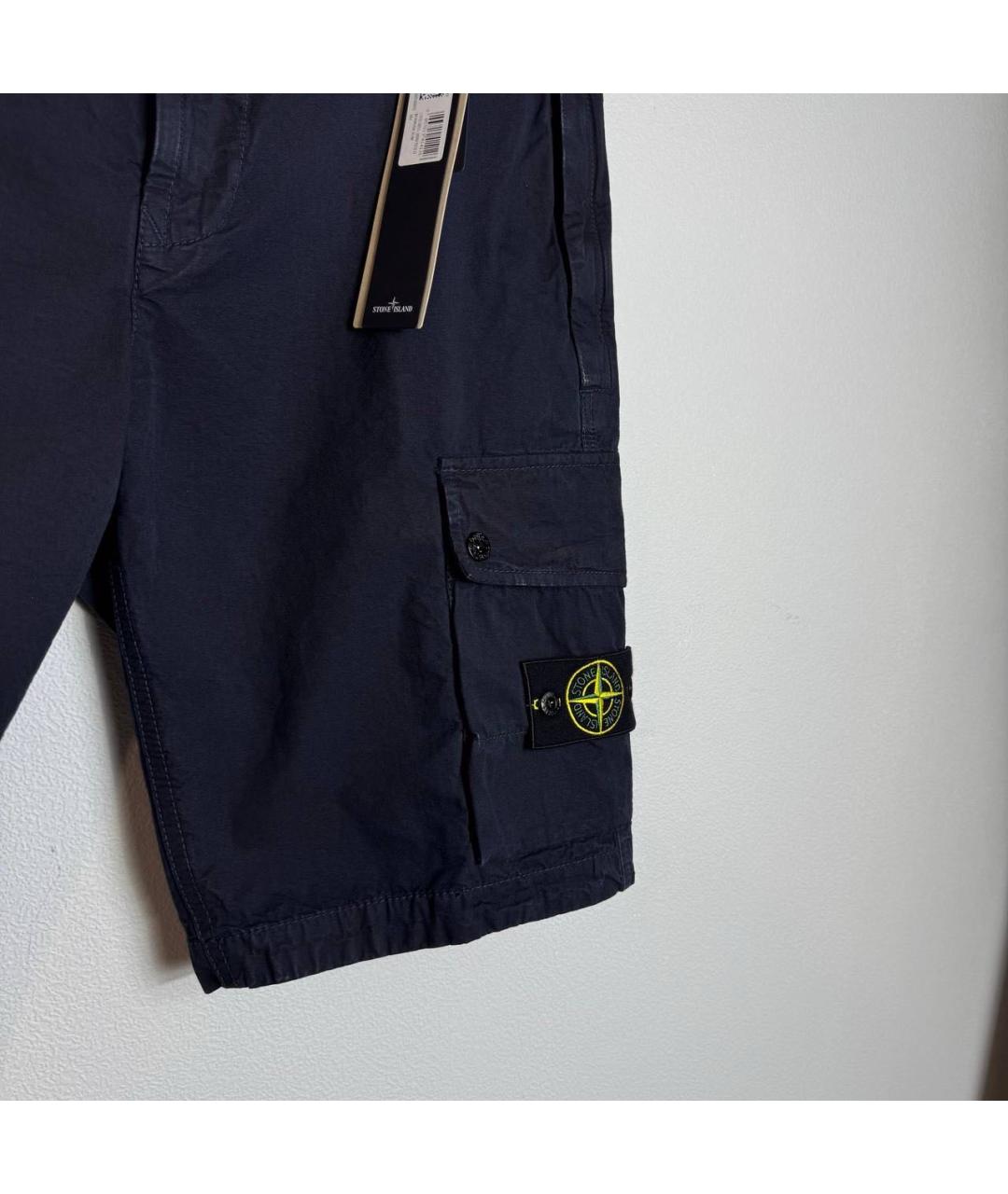 STONE ISLAND Темно-синие хлопковые шорты, фото 3
