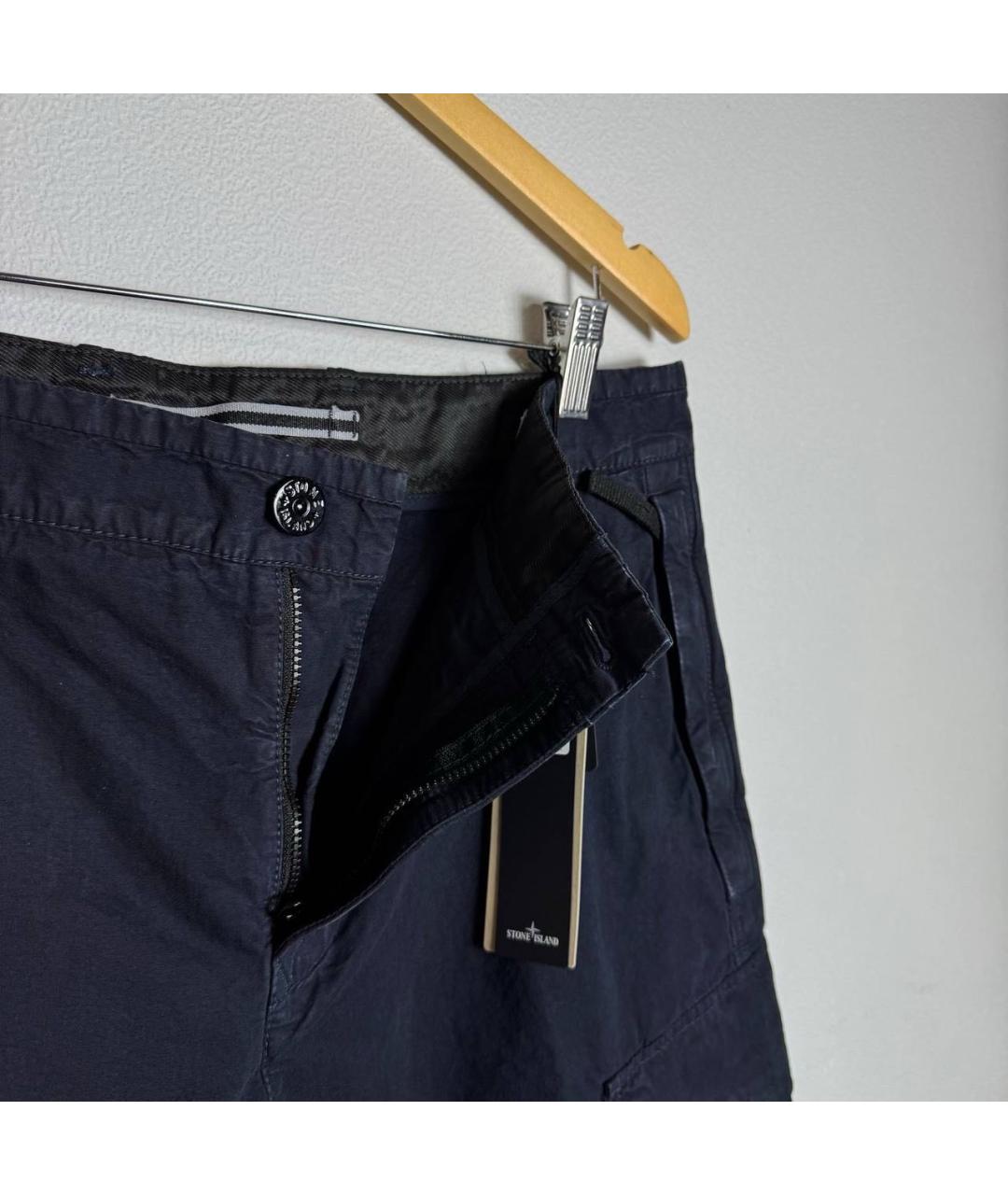 STONE ISLAND Темно-синие хлопковые шорты, фото 4