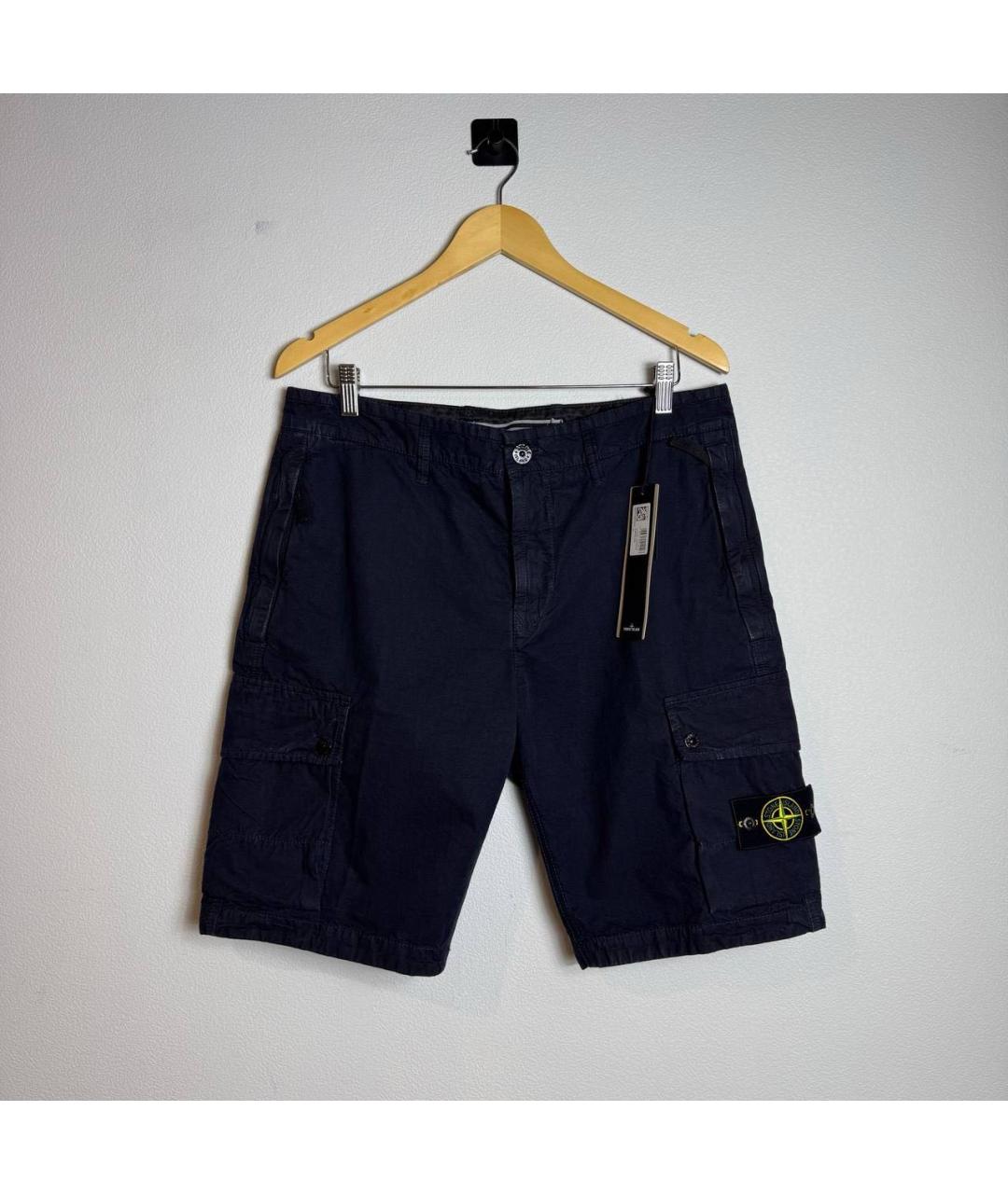 STONE ISLAND Темно-синие хлопковые шорты, фото 7