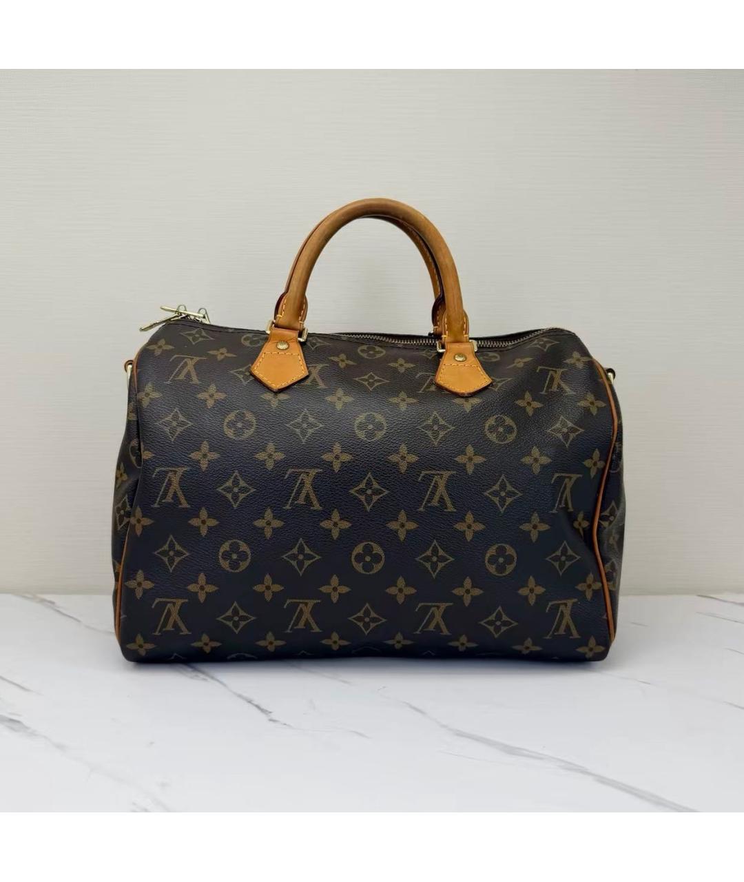 LOUIS VUITTON Коричневая сумка с короткими ручками из канвы, фото 2