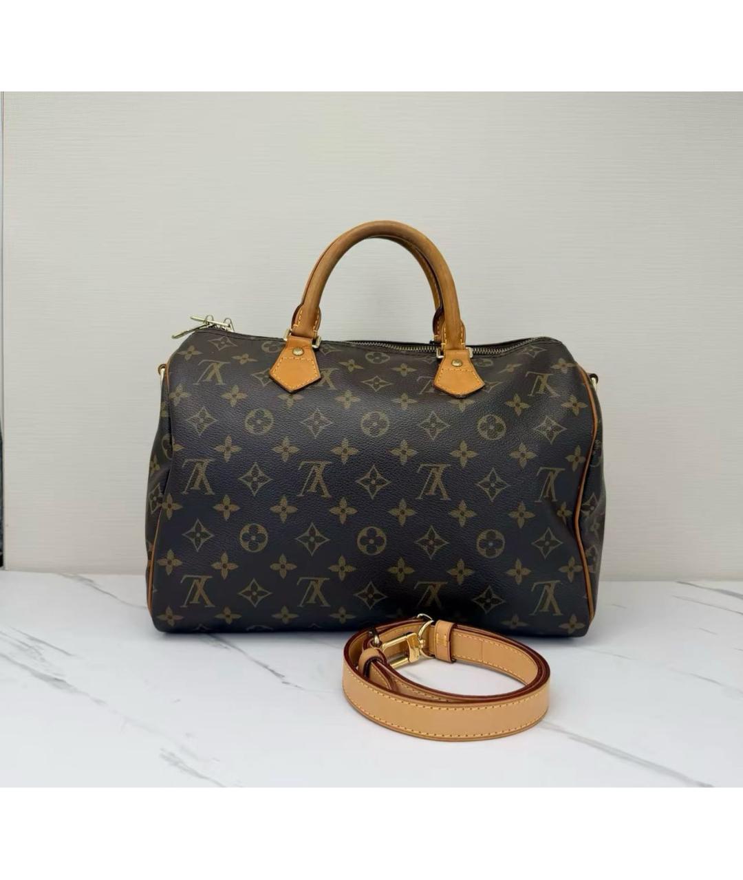 LOUIS VUITTON Коричневая сумка с короткими ручками из канвы, фото 9