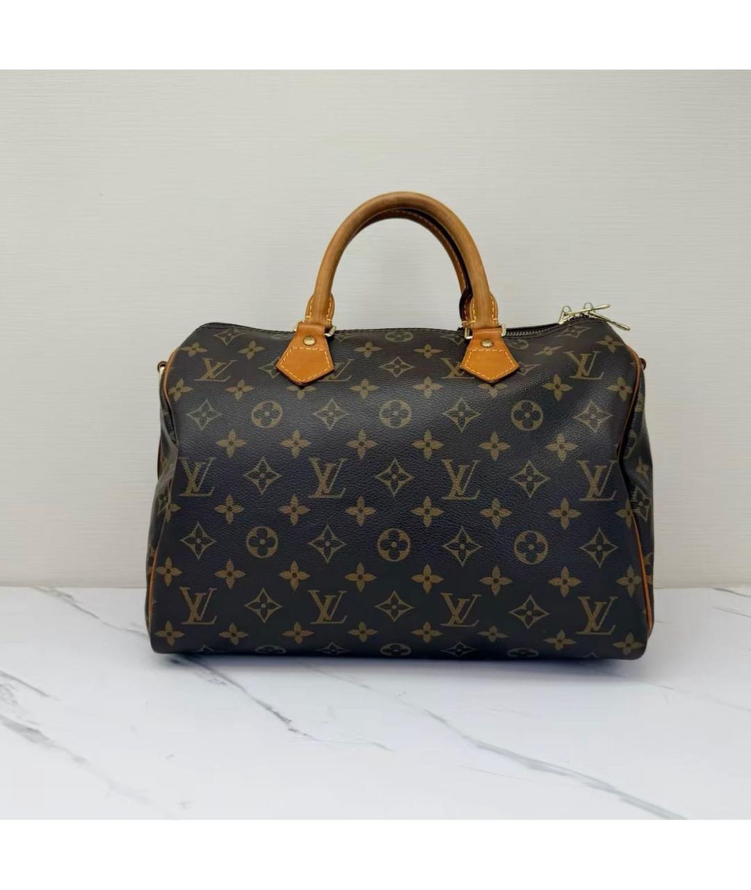 LOUIS VUITTON Коричневая сумка с короткими ручками из канвы, фото 3
