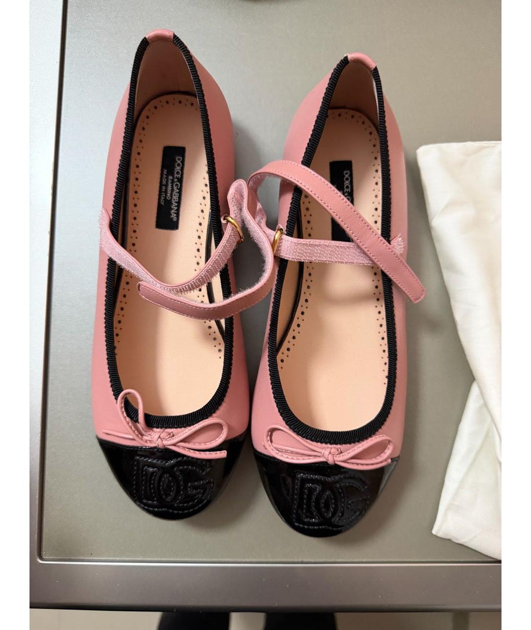 DOLCE&GABBANA Розовые кожаные балетки, фото 2