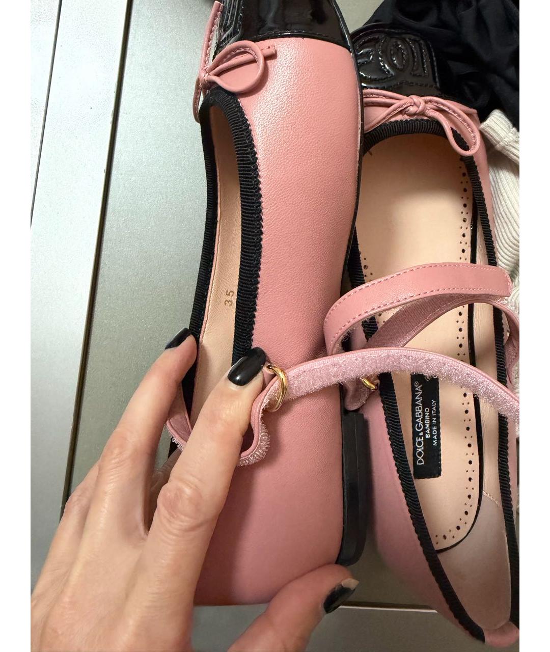 DOLCE&GABBANA Розовые кожаные балетки, фото 5
