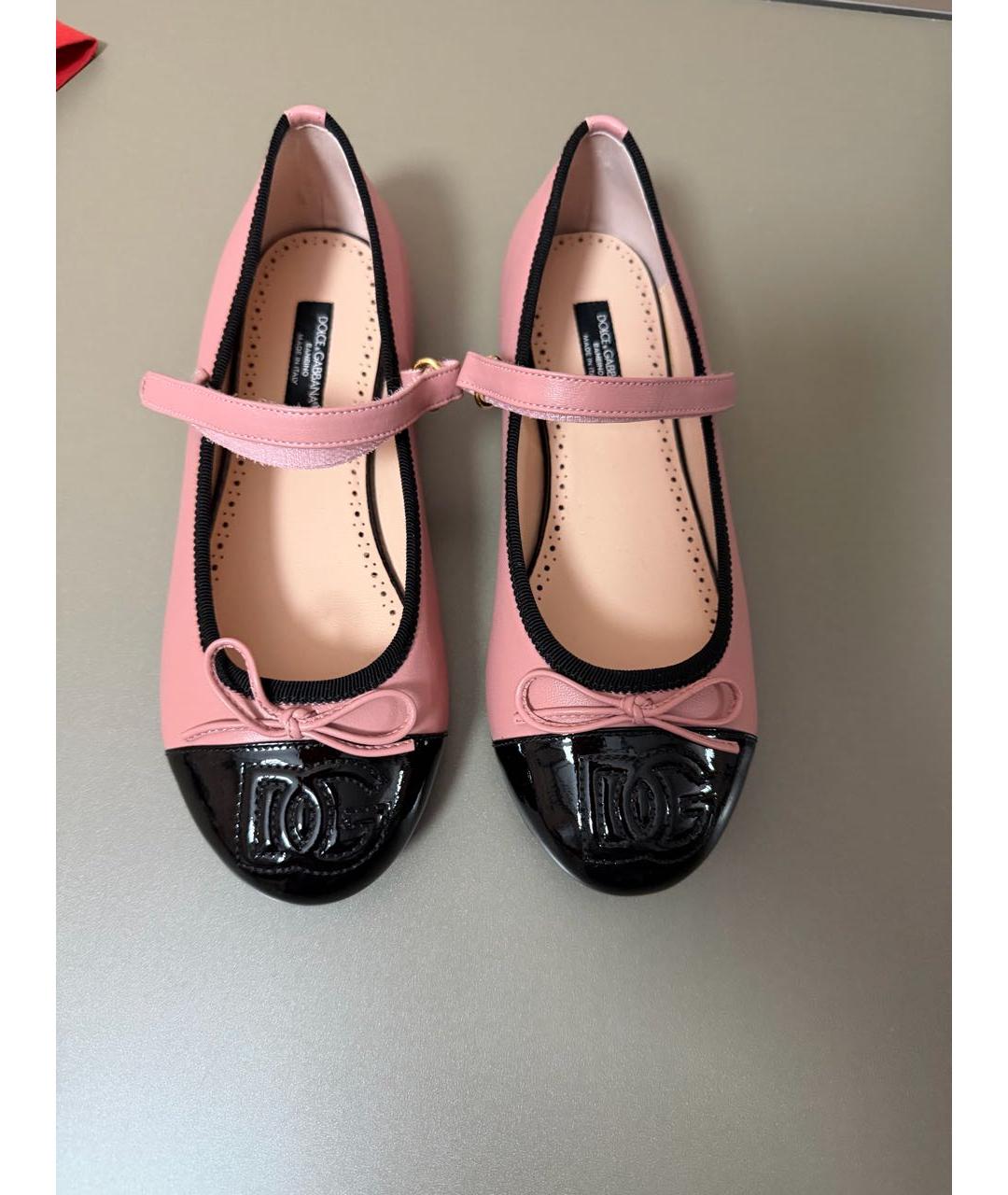 DOLCE&GABBANA Розовые кожаные балетки, фото 8