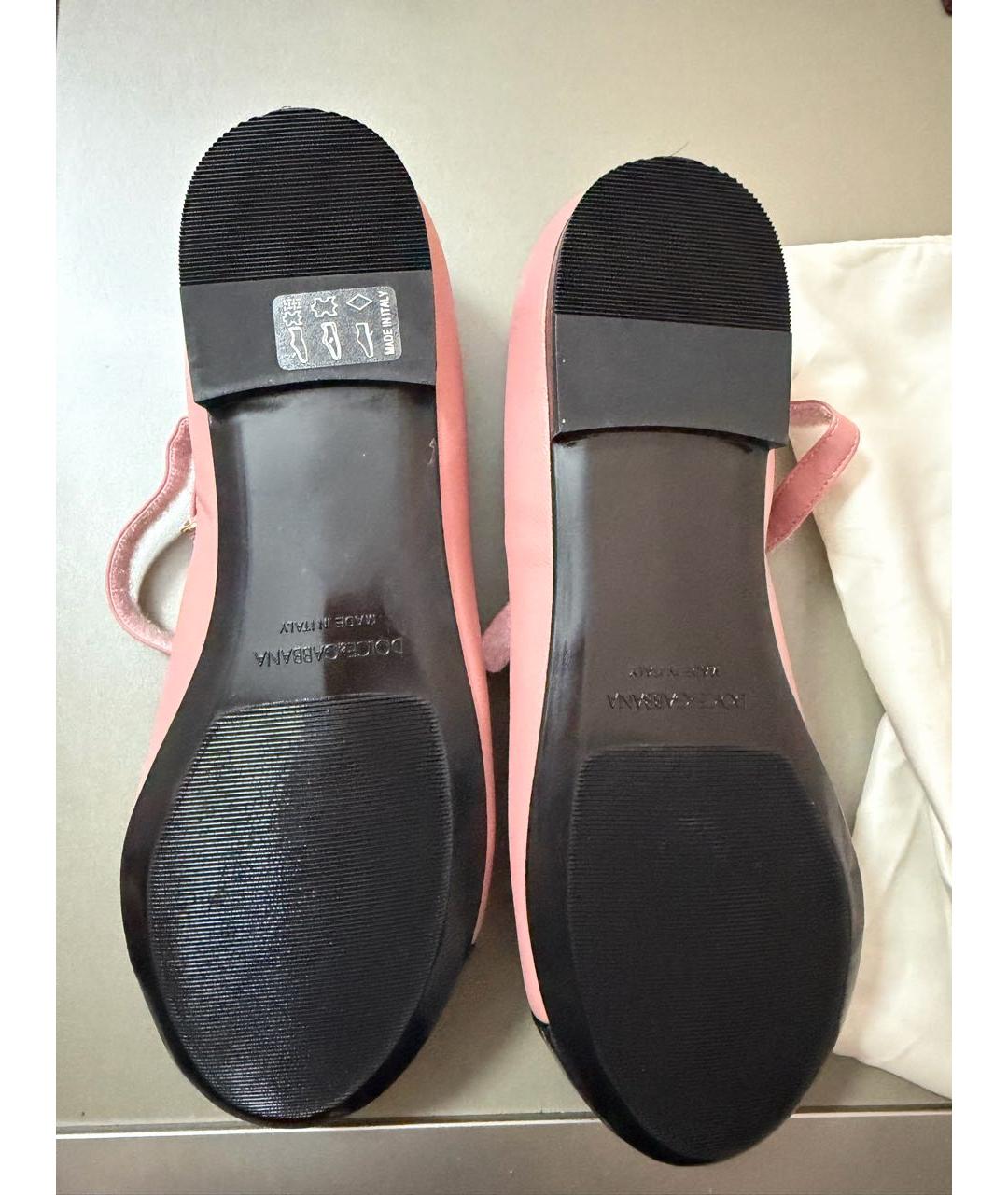 DOLCE&GABBANA Розовые кожаные балетки, фото 3