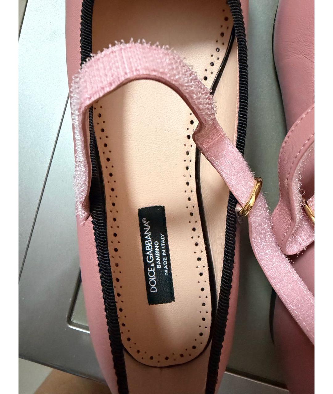 DOLCE&GABBANA Розовые кожаные балетки, фото 4