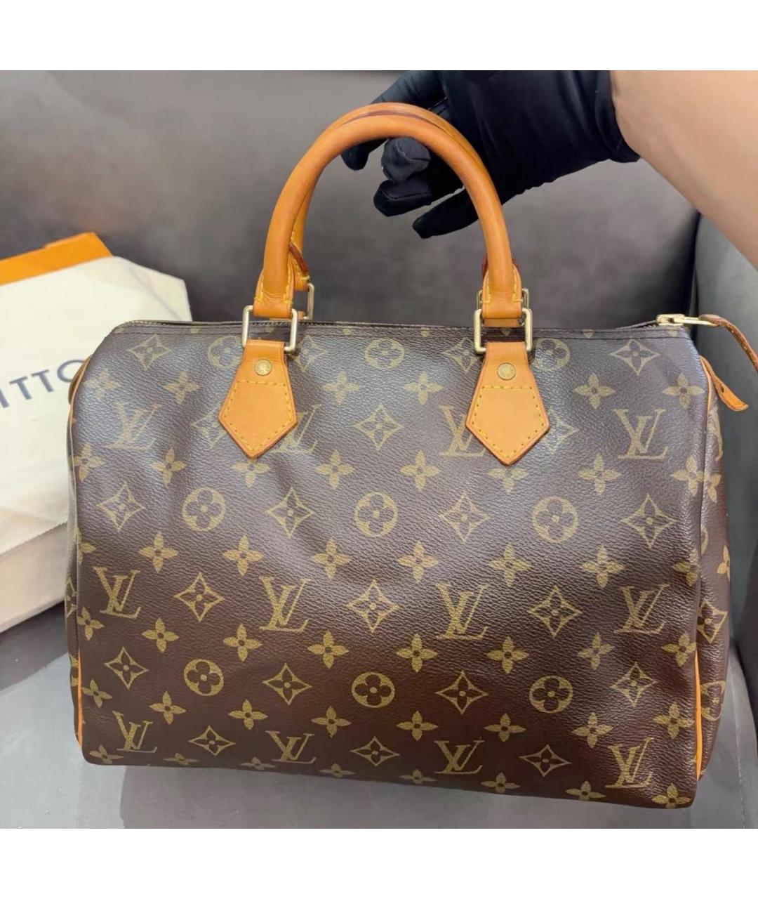 LOUIS VUITTON Коричневая сумка с короткими ручками из канвы, фото 2