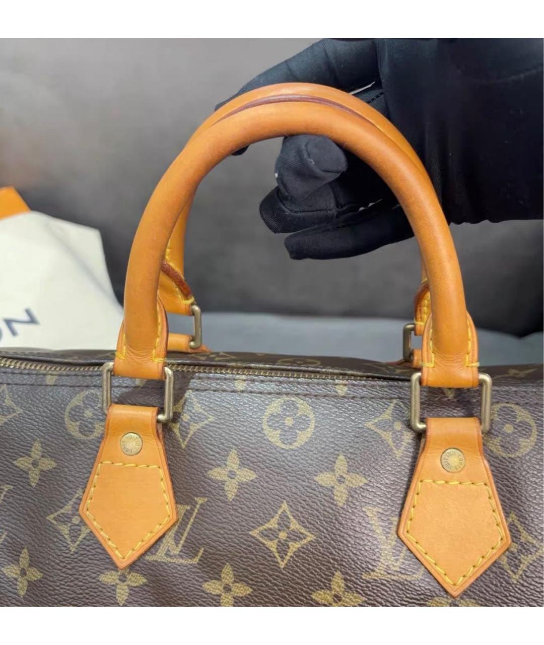 LOUIS VUITTON Коричневая сумка с короткими ручками из канвы, фото 3