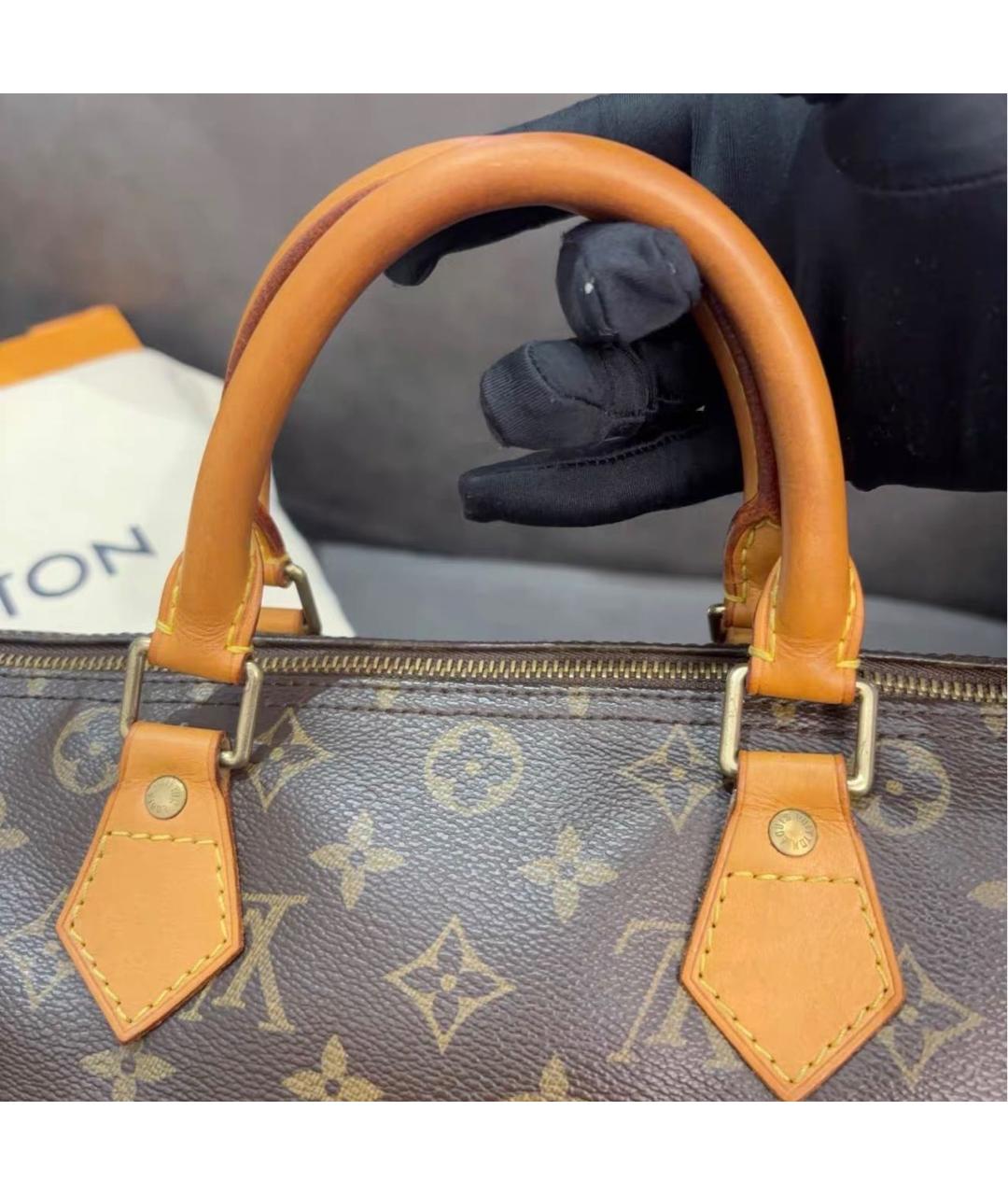 LOUIS VUITTON Коричневая сумка с короткими ручками из канвы, фото 5