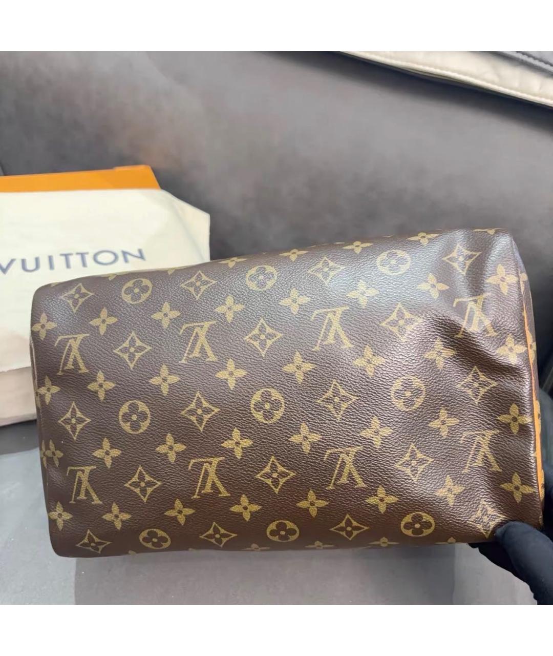 LOUIS VUITTON Коричневая сумка с короткими ручками из канвы, фото 8