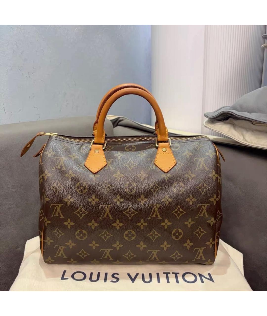 LOUIS VUITTON Коричневая сумка с короткими ручками из канвы, фото 9