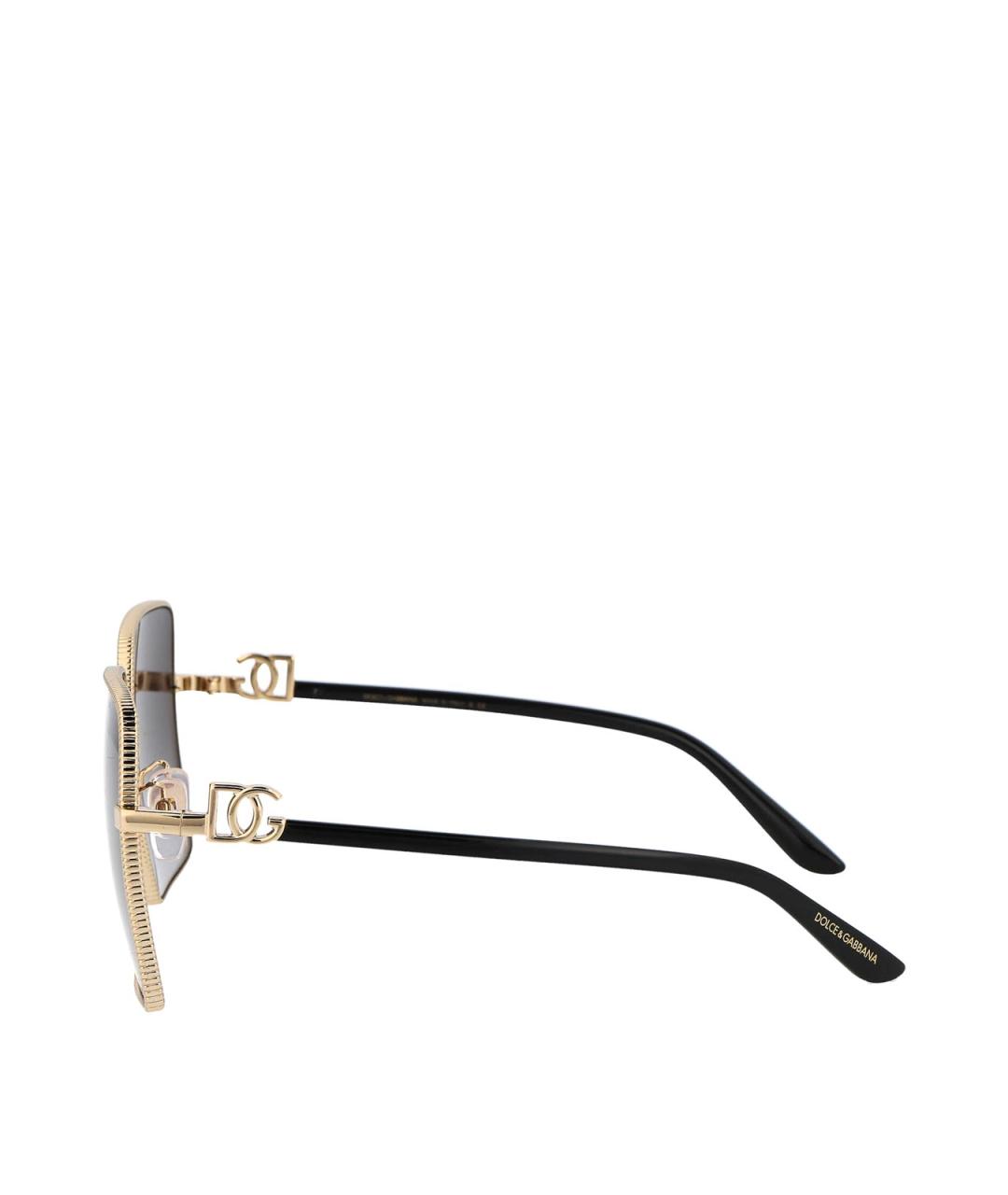 DOLCE&GABBANA Золотые металлические солнцезащитные очки, фото 3