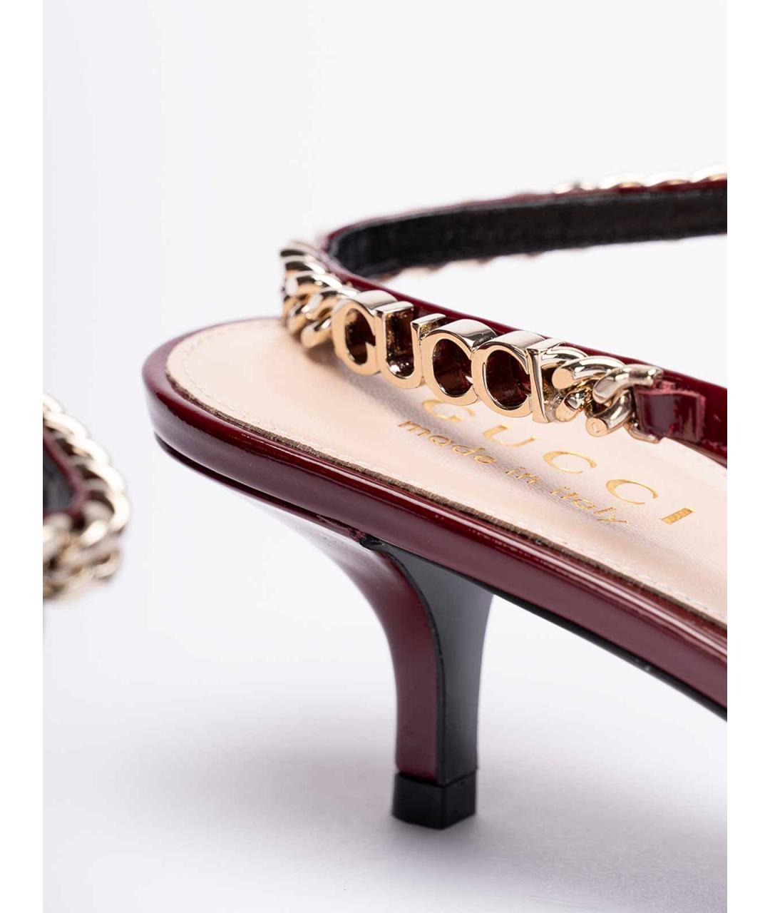 GUCCI Бордовые кожаные туфли, фото 5