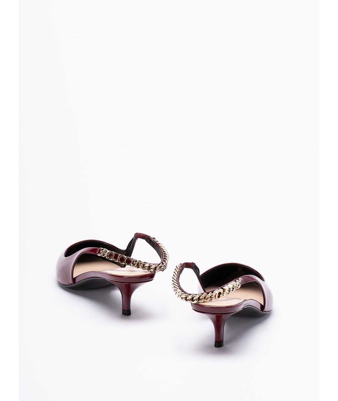 GUCCI Бордовые кожаные туфли, фото 3