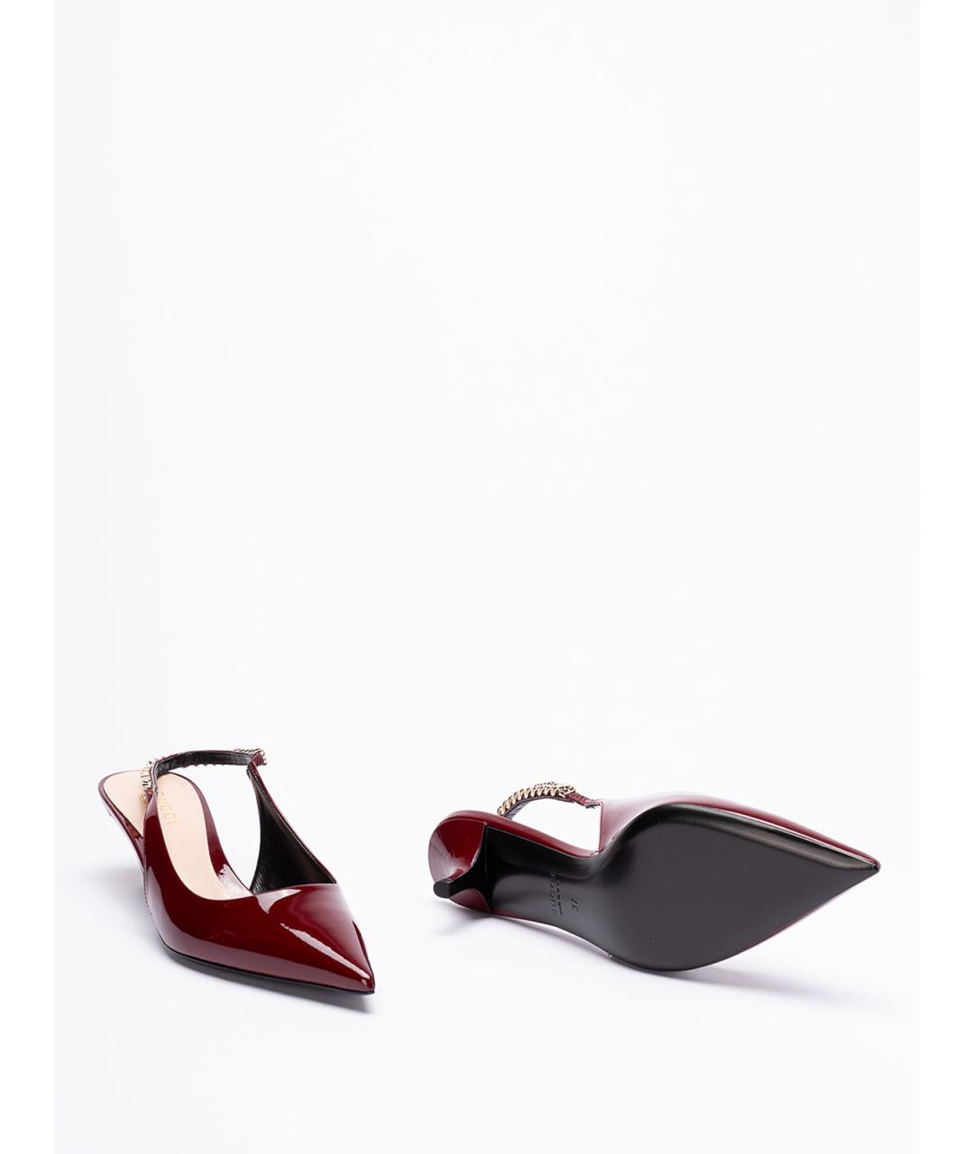 GUCCI Бордовые кожаные туфли, фото 4