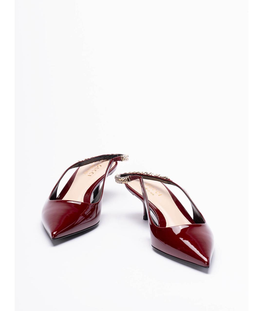 GUCCI Бордовые кожаные туфли, фото 2