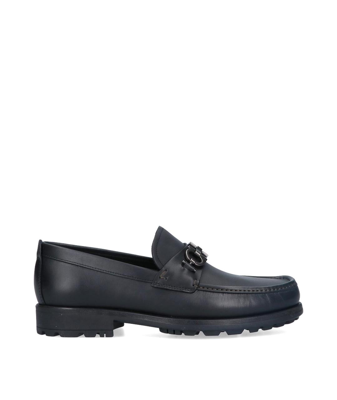 FERRAGAMO Черные кожаные лоферы, фото 1