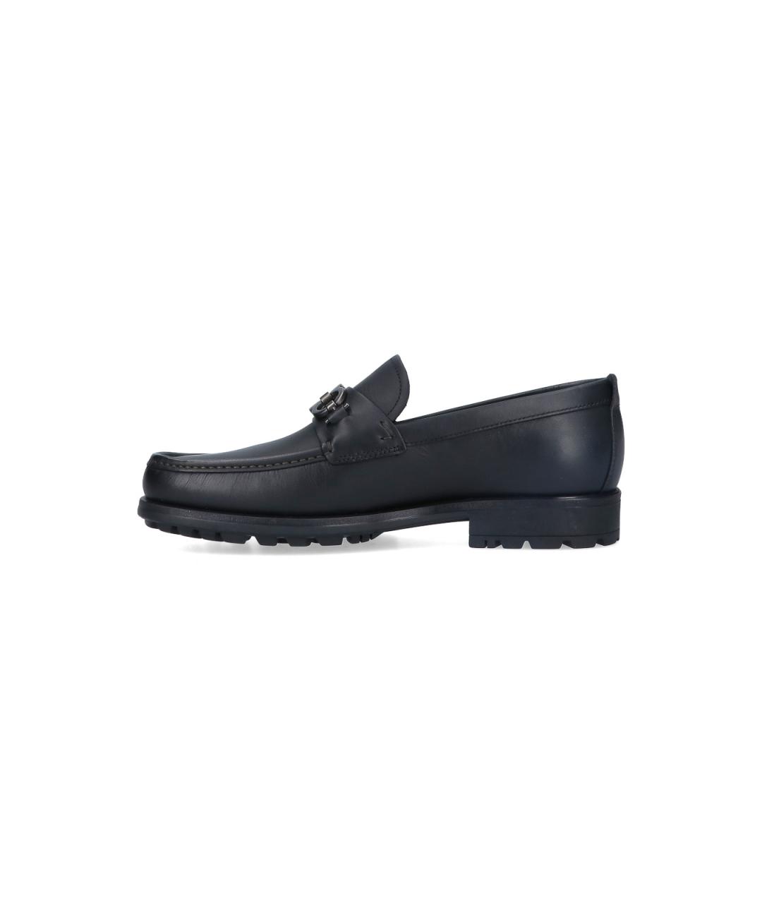 FERRAGAMO Черные кожаные лоферы, фото 3