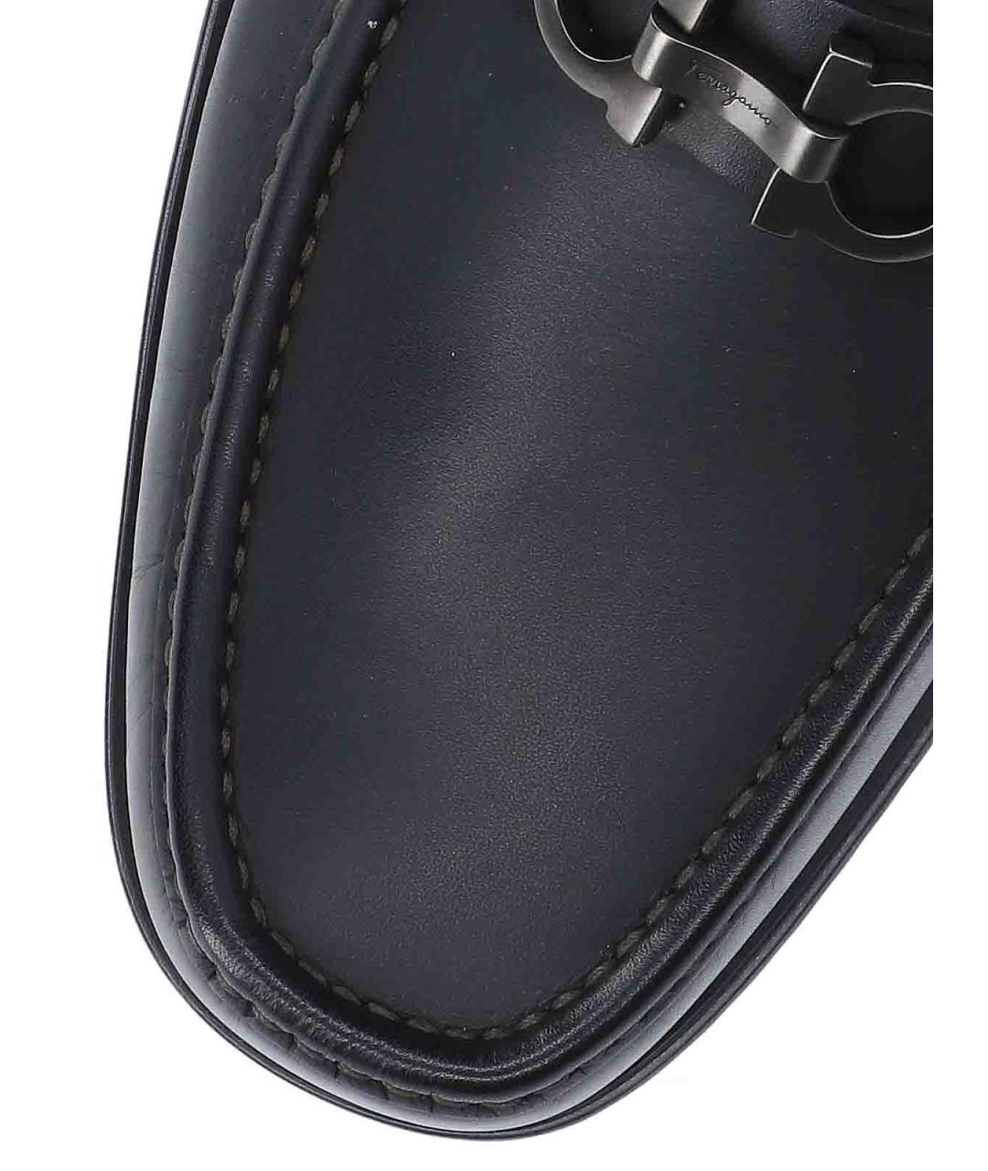 FERRAGAMO Черные кожаные лоферы, фото 5
