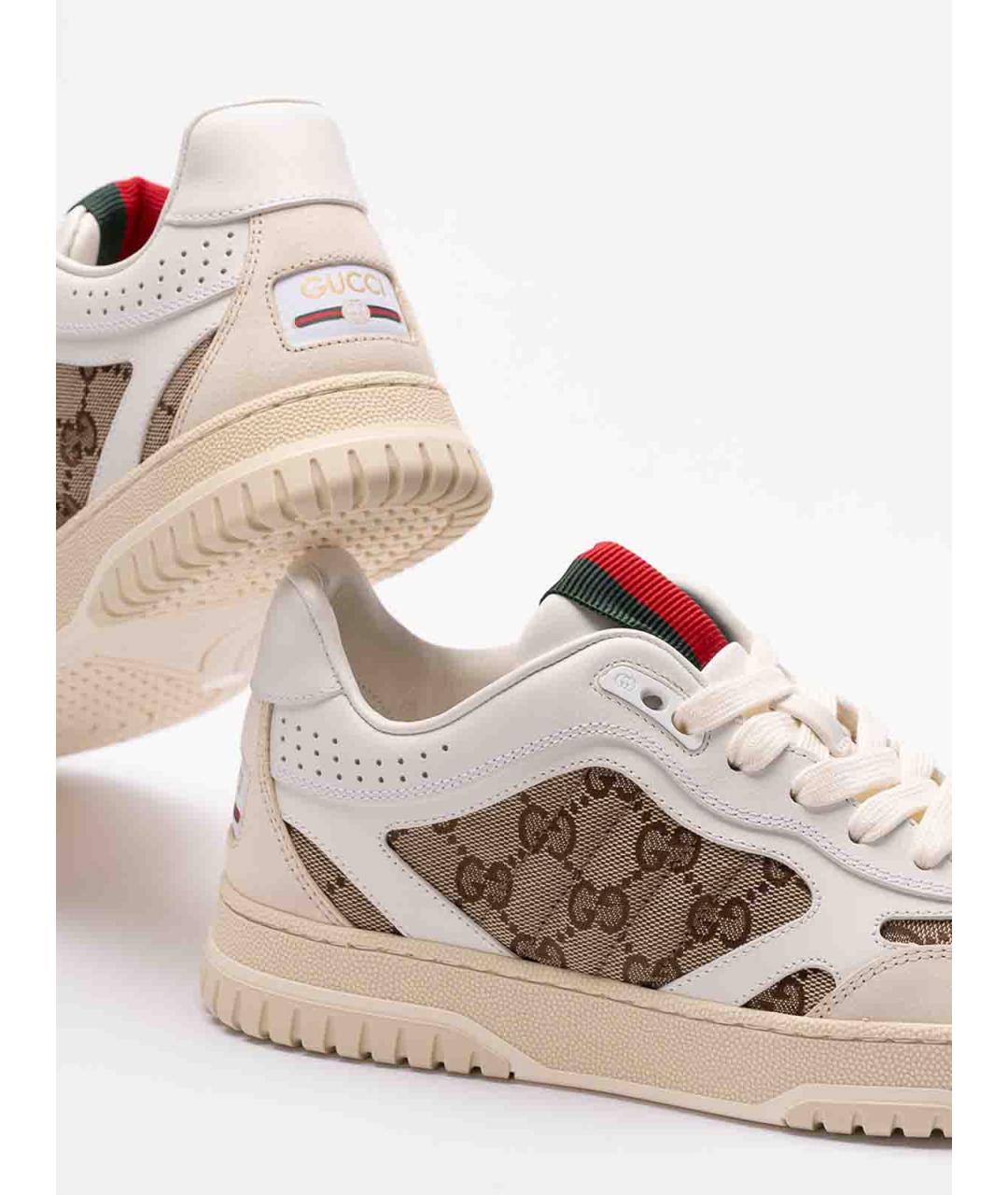 GUCCI Бежевые кожаные кеды, фото 5