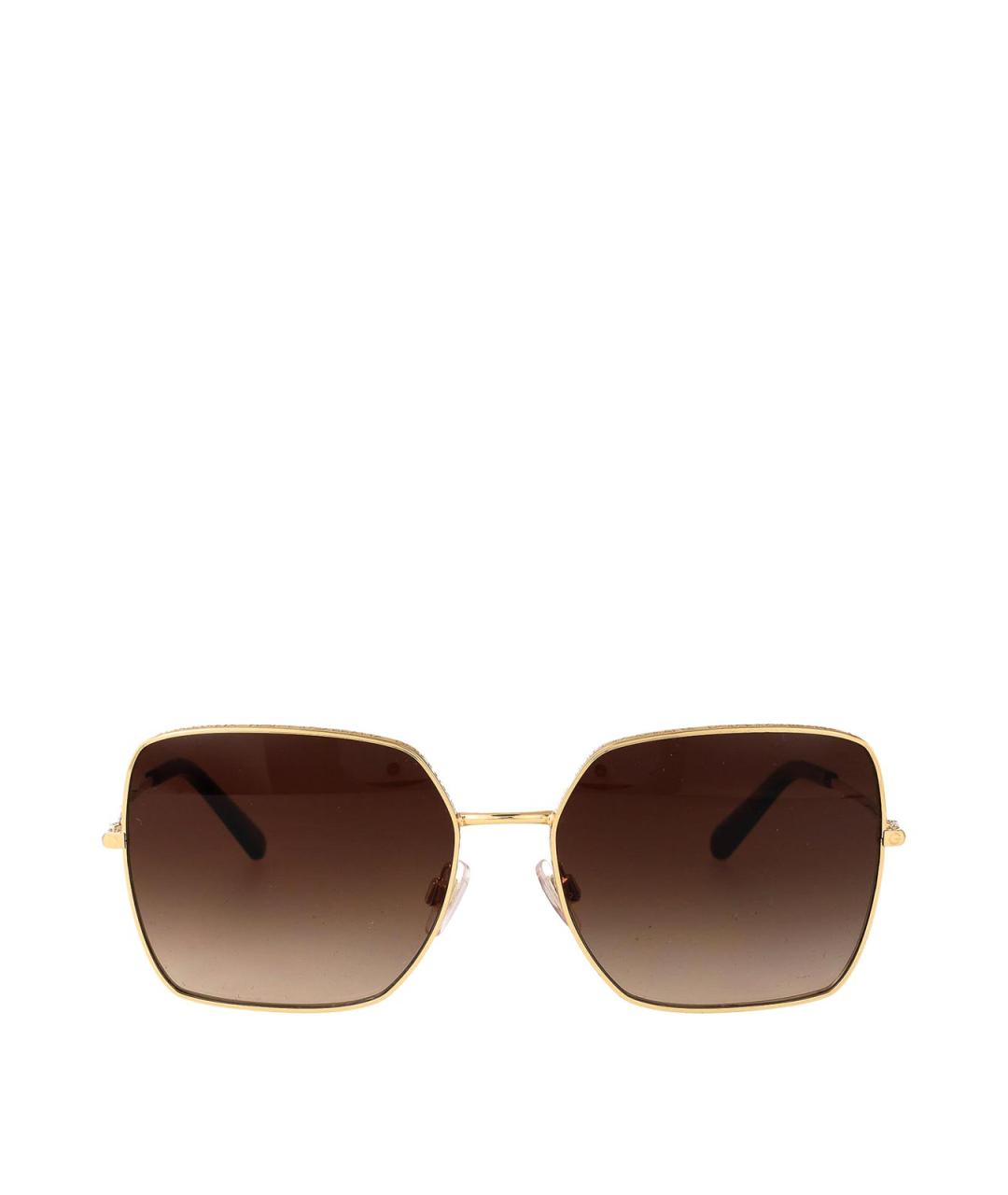 DOLCE&GABBANA Золотые металлические солнцезащитные очки, фото 1