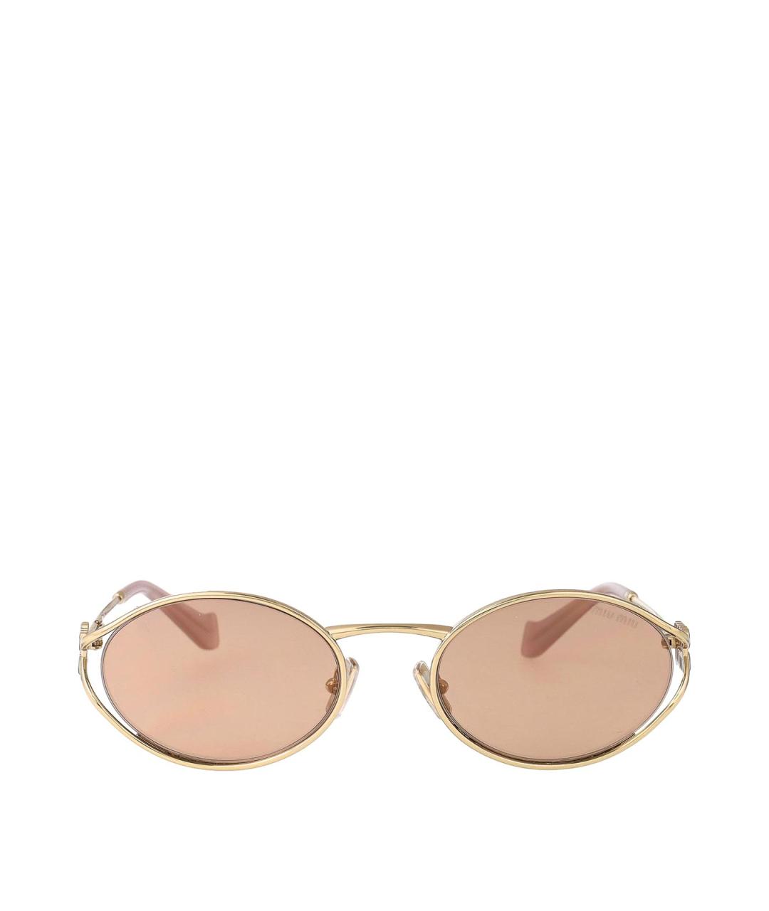MIU MIU Золотые металлические солнцезащитные очки, фото 2