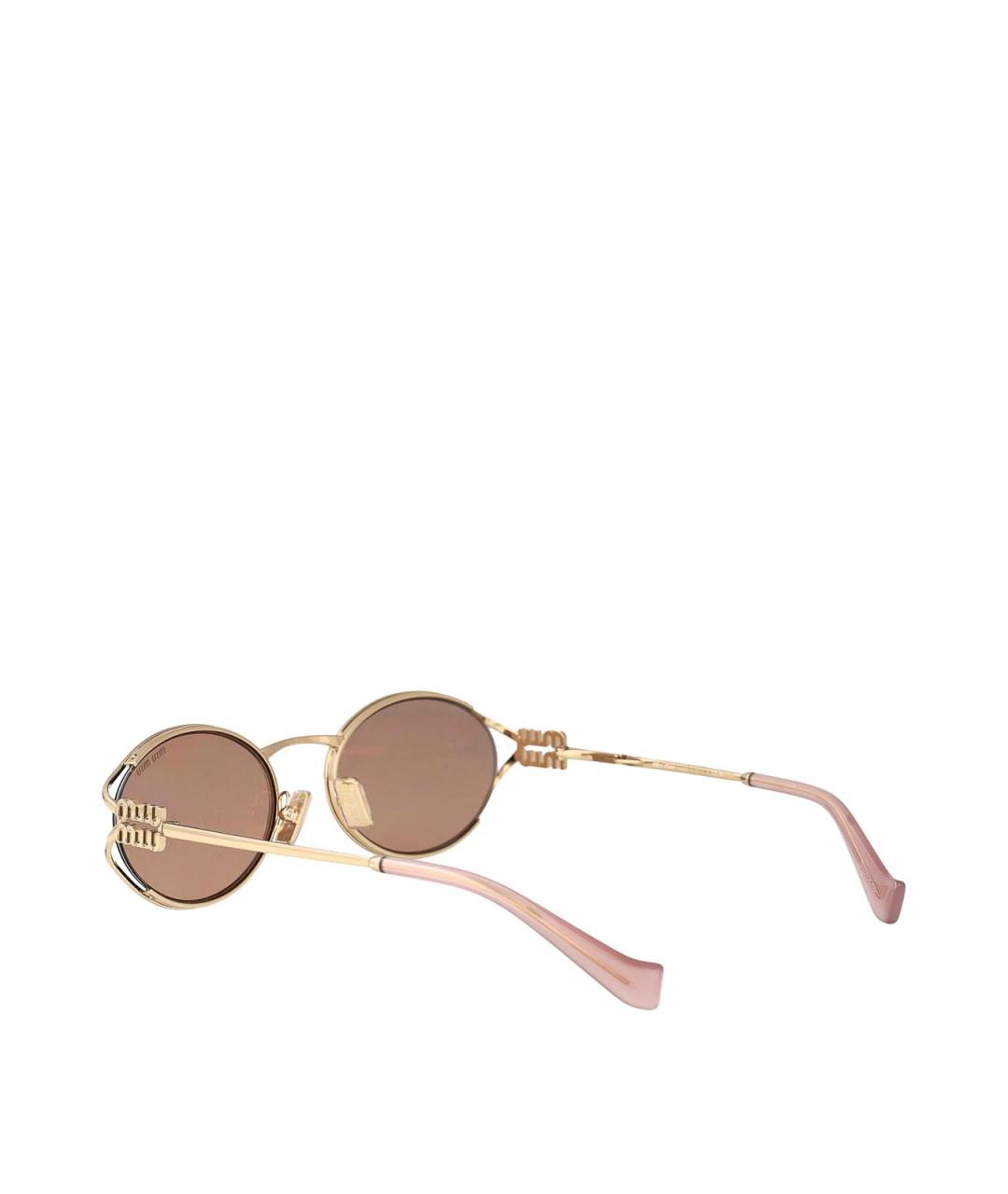 MIU MIU Золотые металлические солнцезащитные очки, фото 4