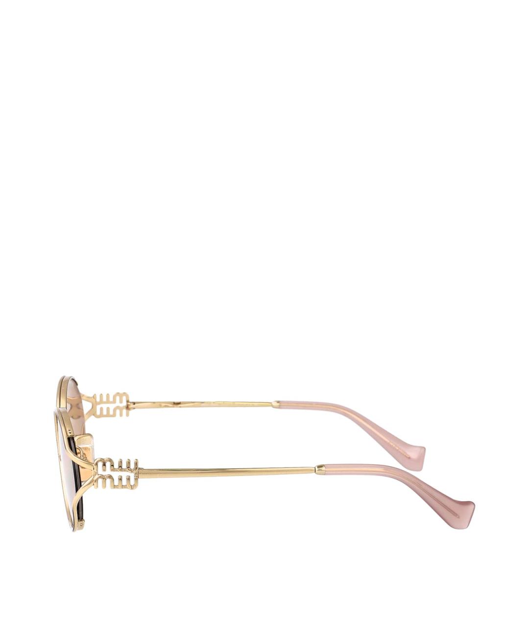 MIU MIU Золотые металлические солнцезащитные очки, фото 3