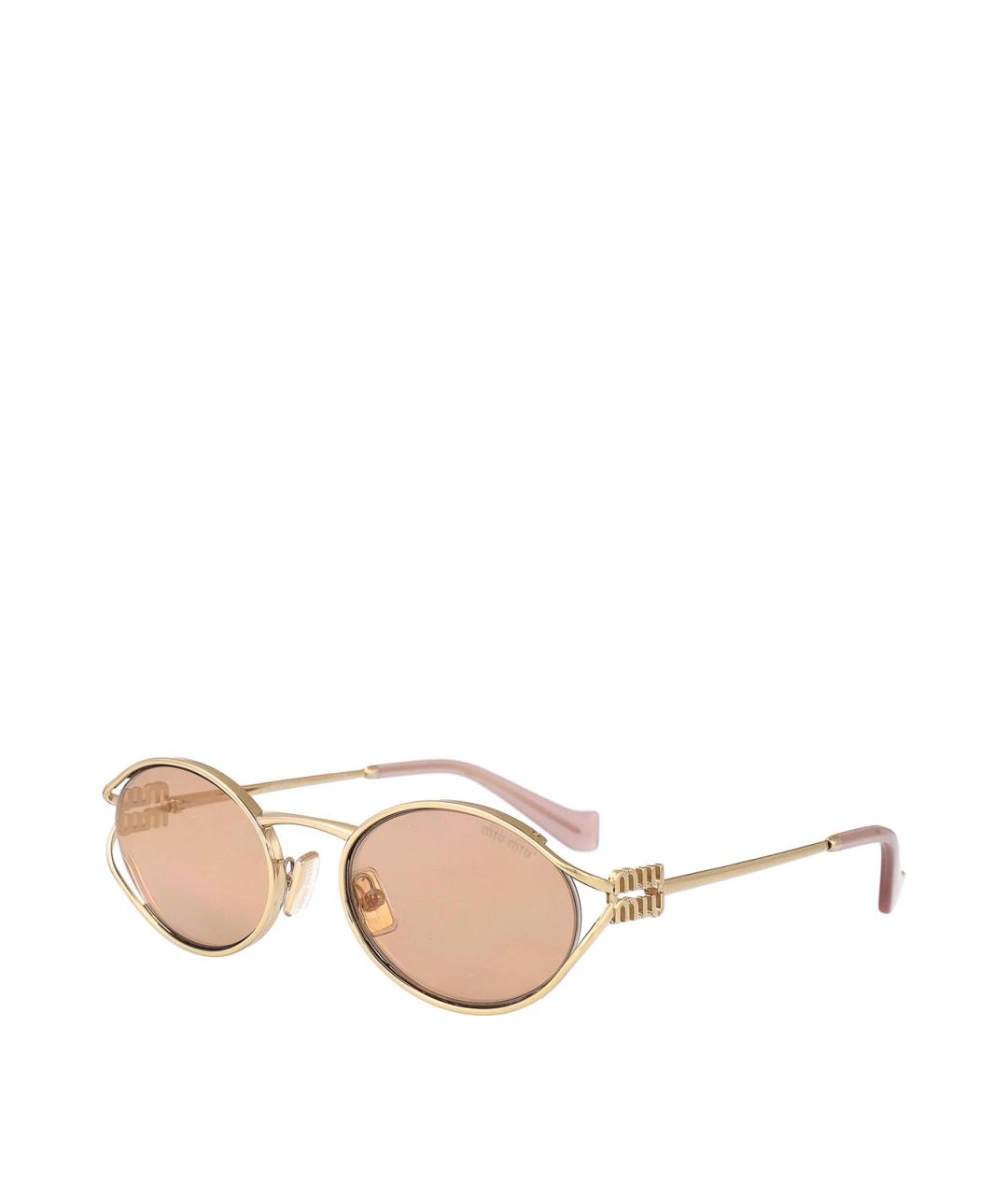 MIU MIU Золотые металлические солнцезащитные очки, фото 1