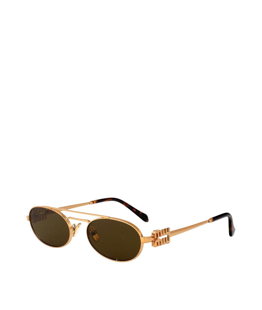 MIU MIU Золотые металлические солнцезащитные очки, фото 2