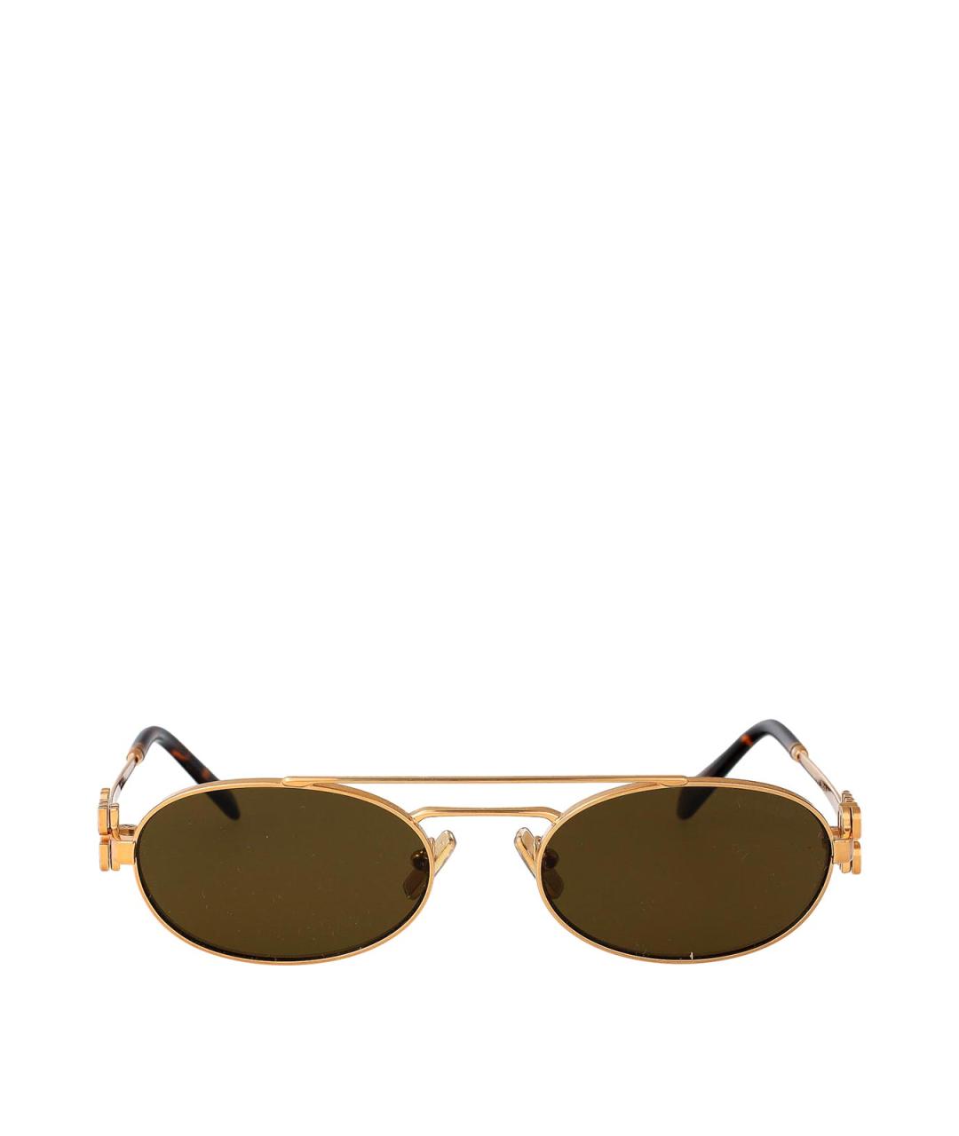 MIU MIU Золотые металлические солнцезащитные очки, фото 1
