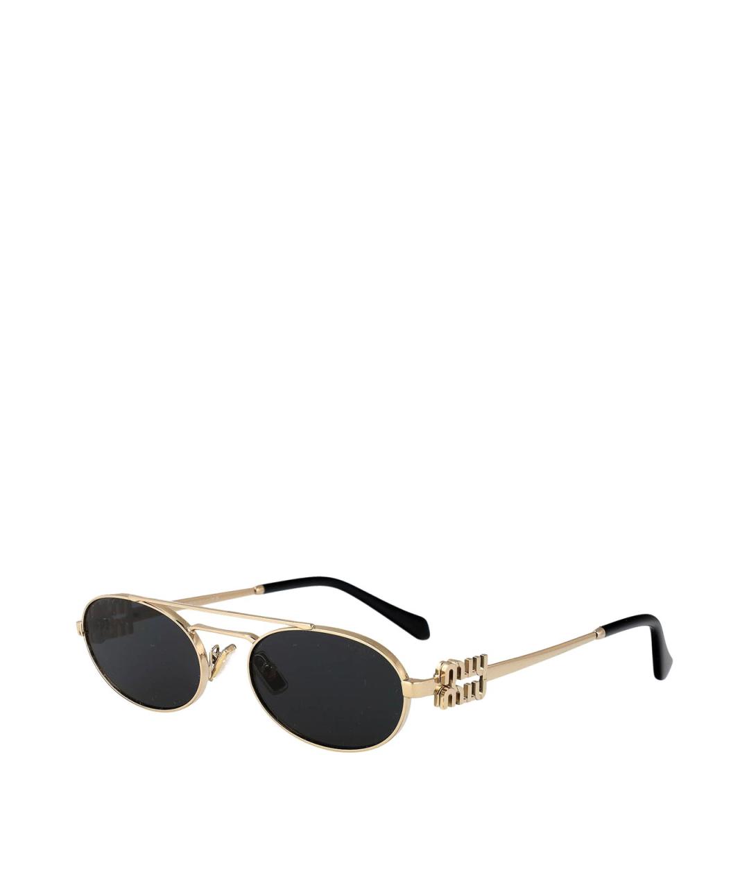 MIU MIU Золотые металлические солнцезащитные очки, фото 2