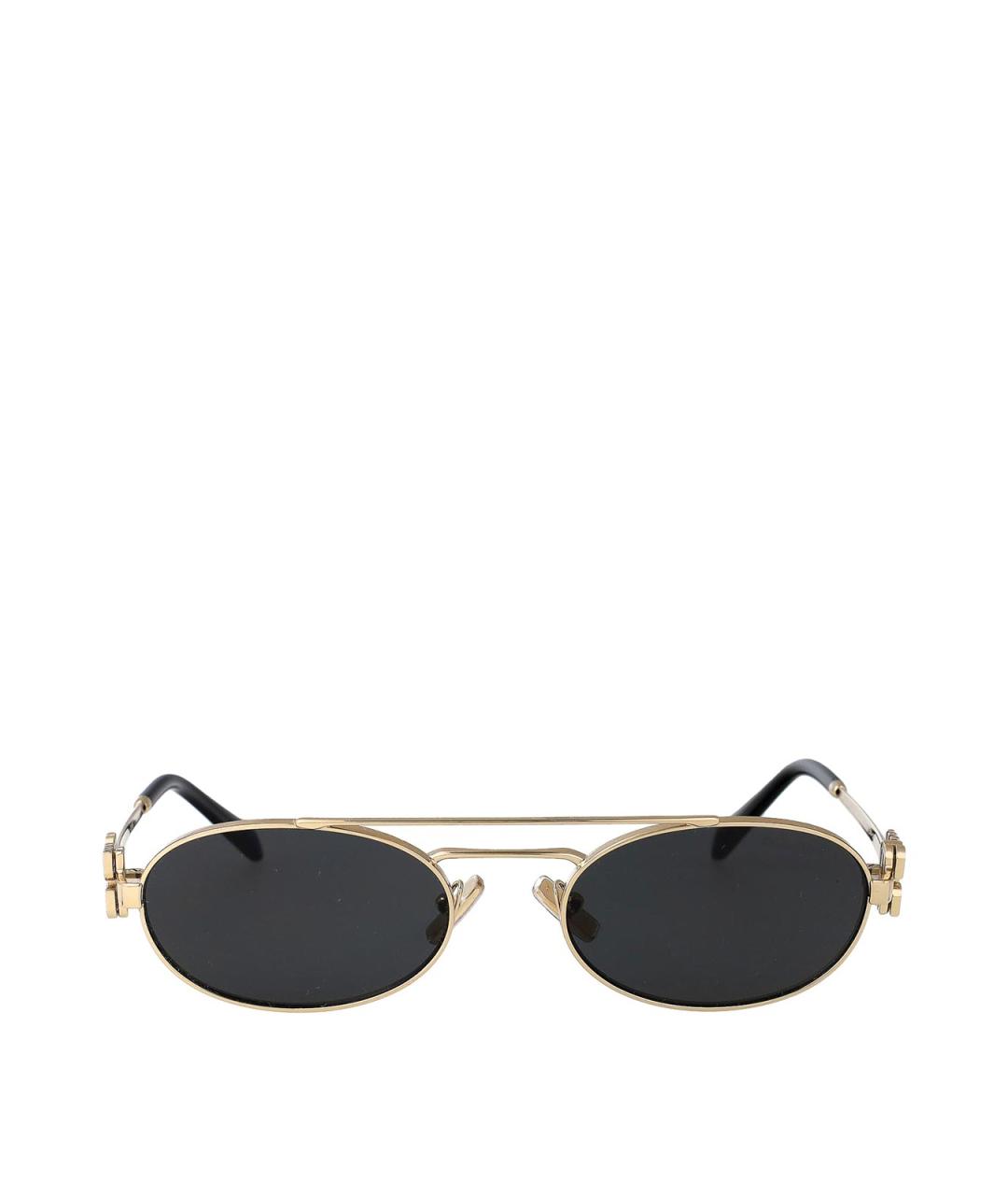 MIU MIU Золотые металлические солнцезащитные очки, фото 1