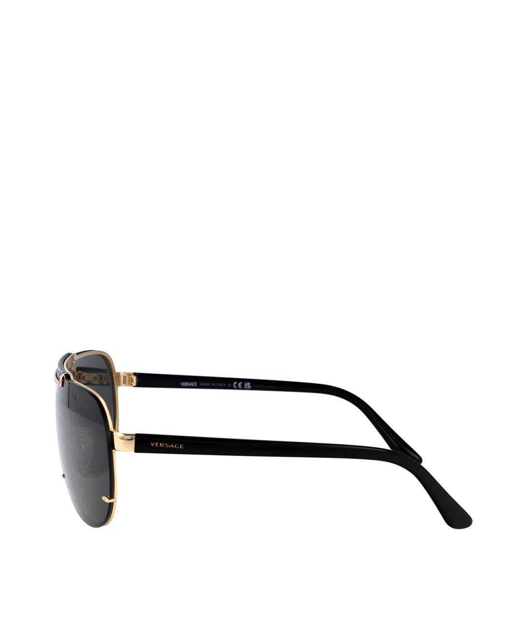 VERSACE Золотые металлические солнцезащитные очки, фото 3