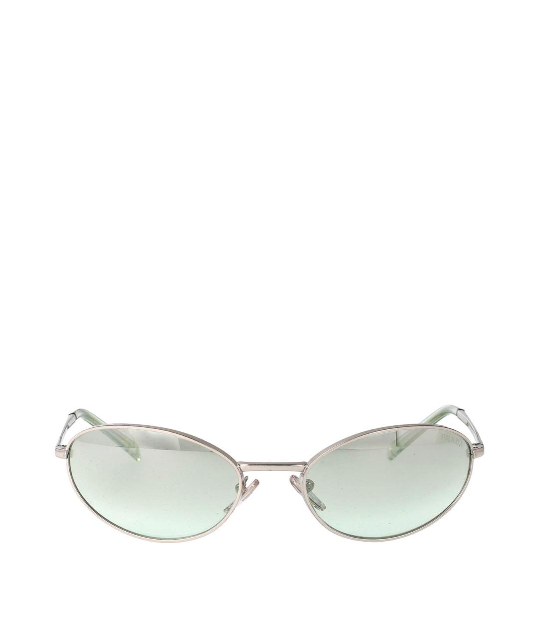 PRADA Серебряные металлические солнцезащитные очки, фото 1