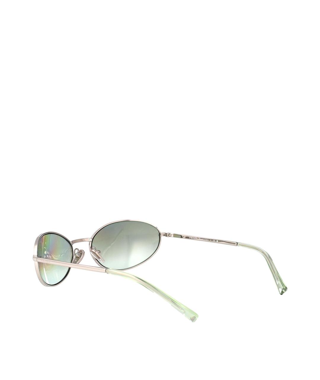 PRADA Серебряные металлические солнцезащитные очки, фото 4