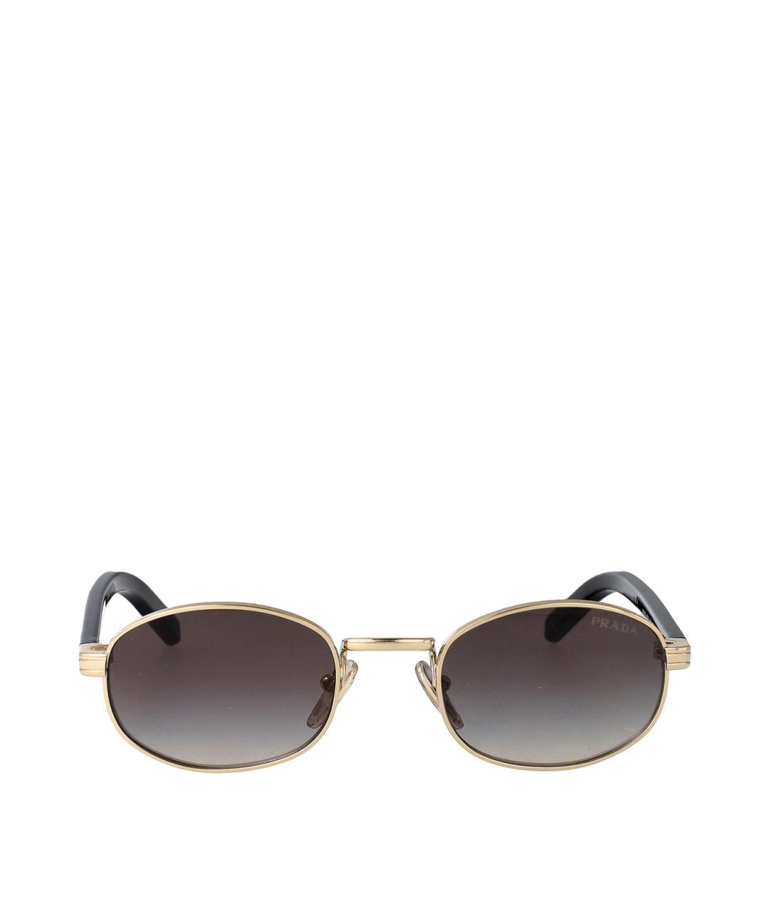 PRADA Золотые металлические солнцезащитные очки, фото 1