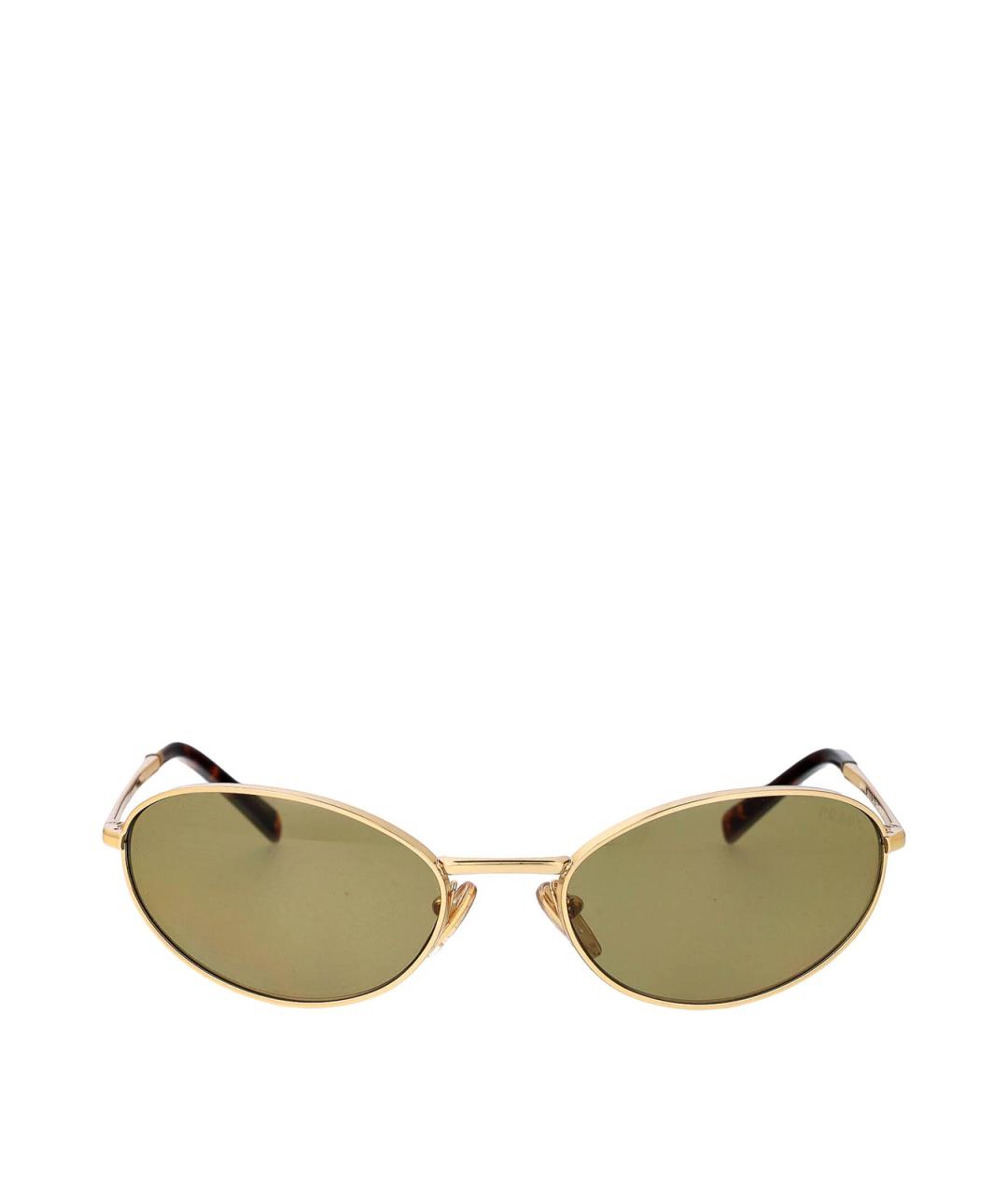 PRADA Золотые металлические солнцезащитные очки, фото 1