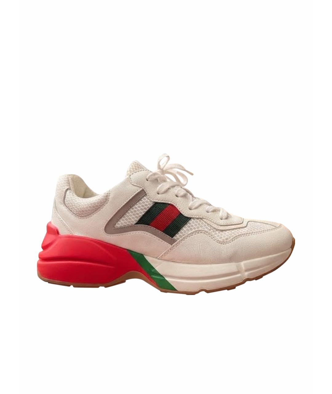 GUCCI Белые кожаные низкие кроссовки / кеды, фото 1