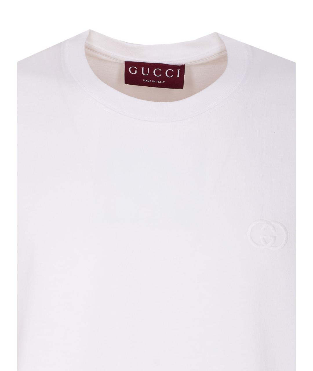 GUCCI Белая хлопковая футболка, фото 4