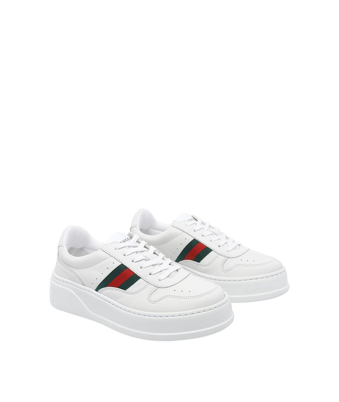 GUCCI Белые кожаные кеды, фото 2
