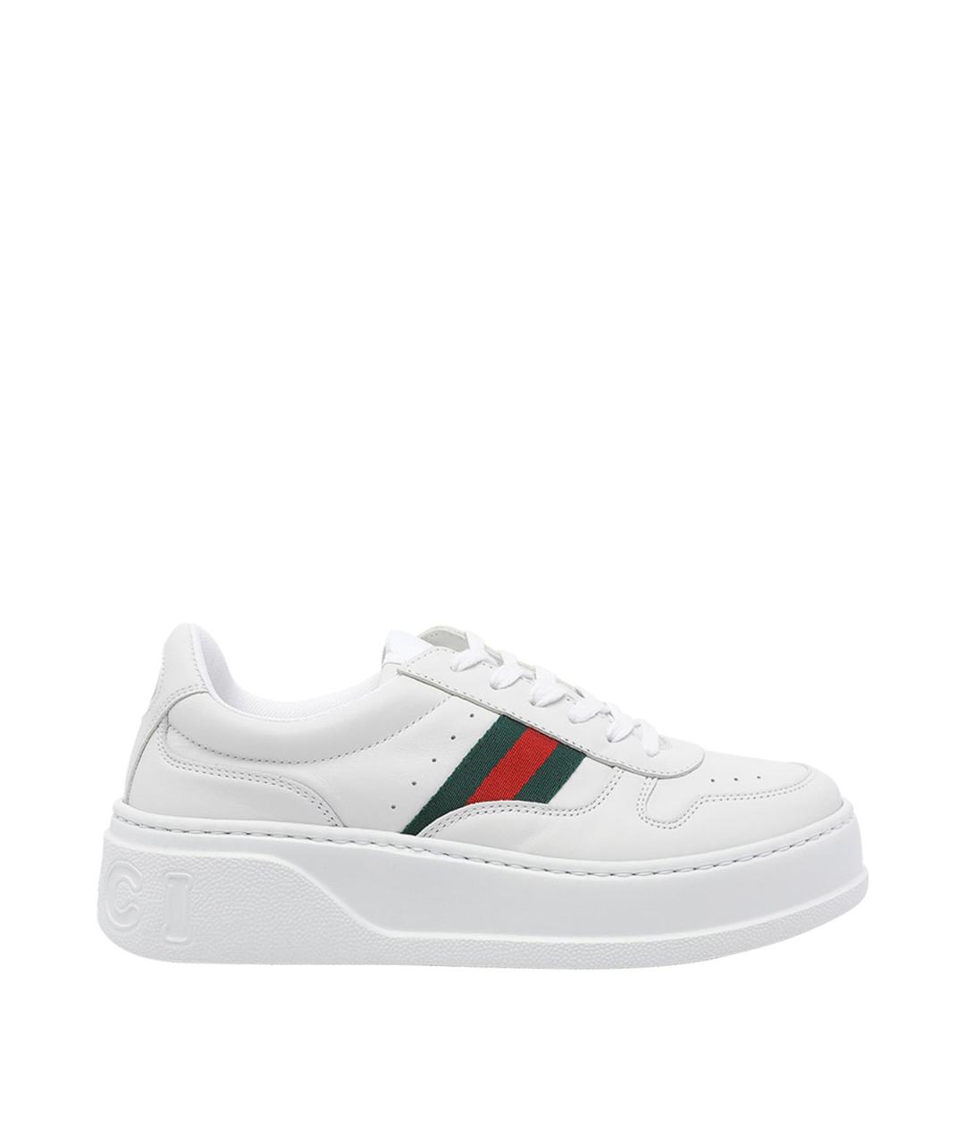 GUCCI Белые кожаные кеды, фото 1