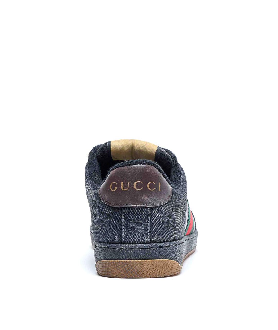 GUCCI Синие кожаные низкие кроссовки / кеды, фото 3