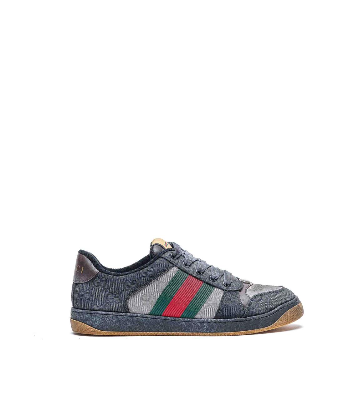 GUCCI Синие кожаные низкие кроссовки / кеды, фото 1