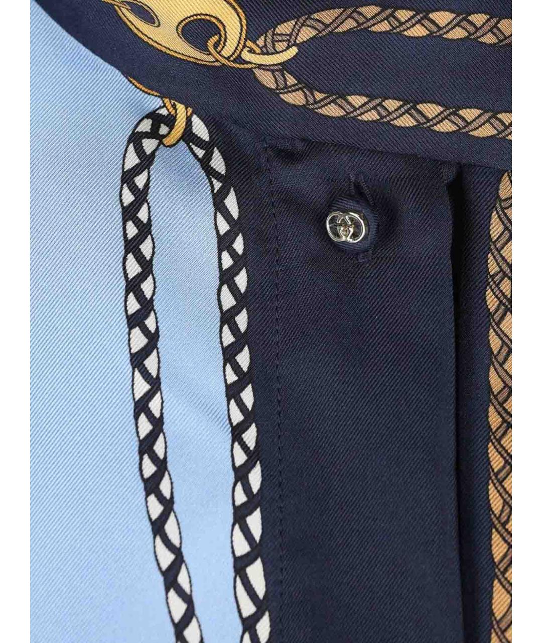 GUCCI Голубая шелковая рубашка, фото 4
