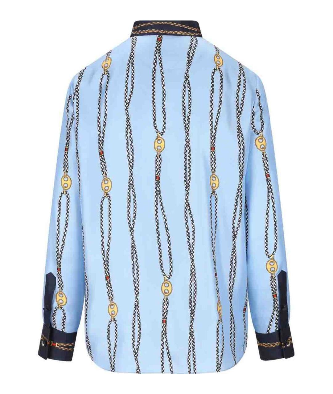 GUCCI Голубая шелковая рубашка, фото 2