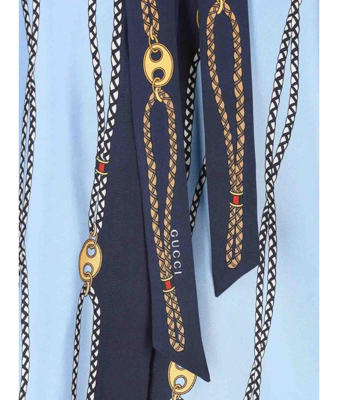 GUCCI Голубая шелковая рубашка, фото 3